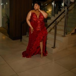 Red Custom Made Prom Dress Plus Size, Size 18 and